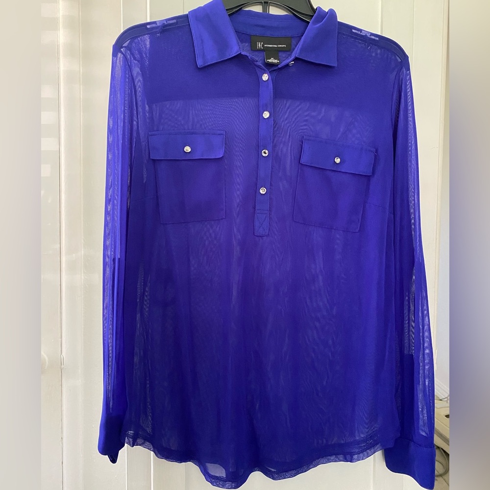 Inc beautiful blouse, sheer with rhinestones